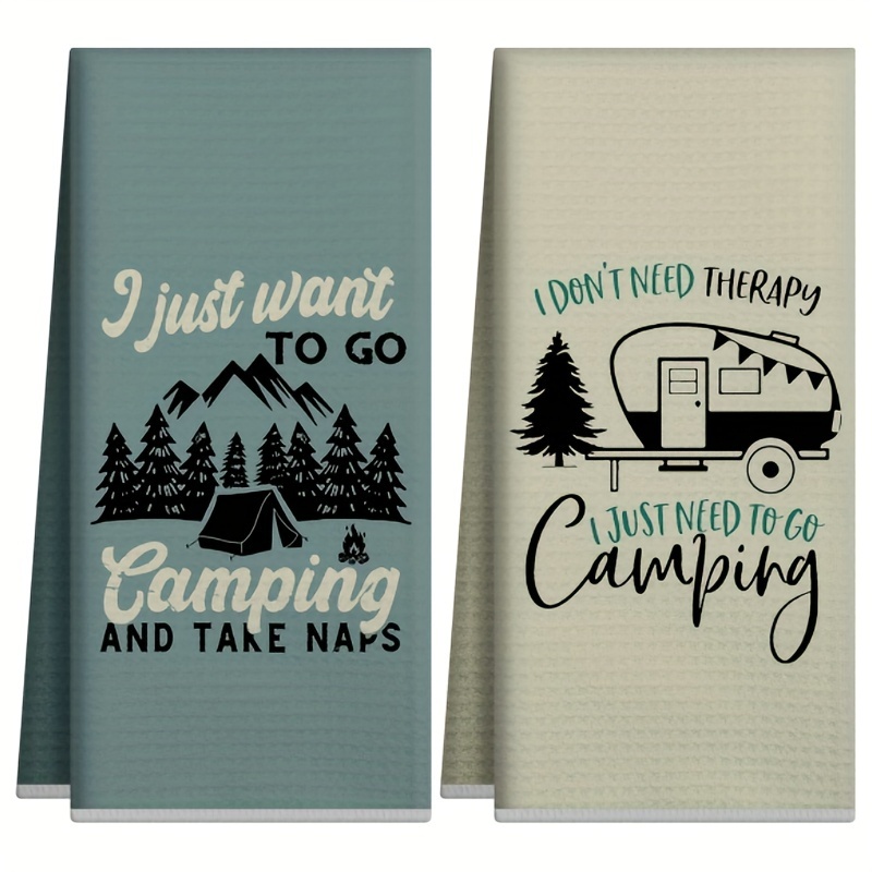 Home Cooking Cookbook - 2Pcs, Camping Style Kitchen Towels, 40Cm*60Cm