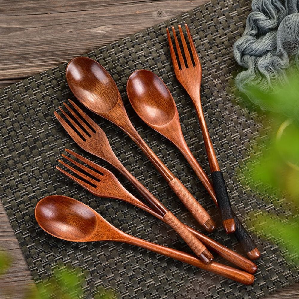 Home Cooking Cookbook - Natural Wooden Spoon Fork Dinner Kit