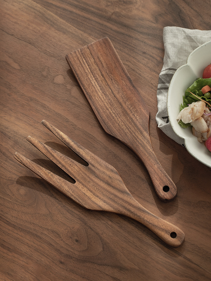 Home Cooking Cookbook - Wooden Salad Server, Wood Salad Tong