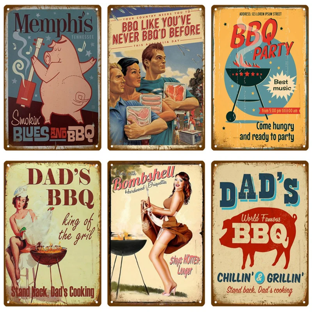 Home Cooking Kitchen - Retro BBQ Sign - Vintage Wall