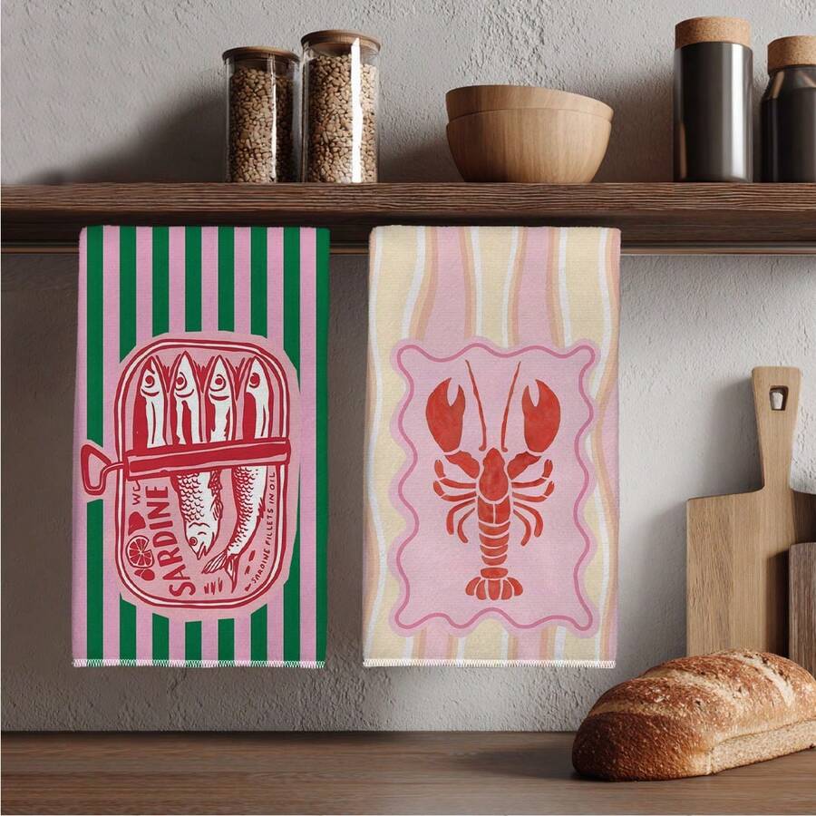 2Pcs, Pink and Green Striped S - Home Cooking Cookbook incelemesi ve fiyatı